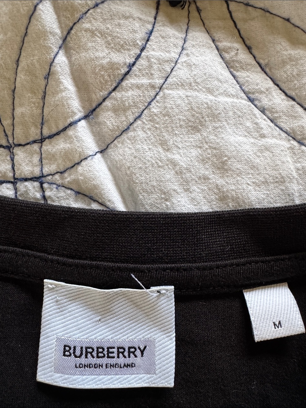 Burberry Black Short Sleeve Tee with White Logo Patch